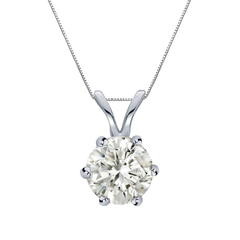 Auriya 1ctw Round 6-Prong Solitaire Diamond Necklace 14k Gold (J-K, I1-I2)