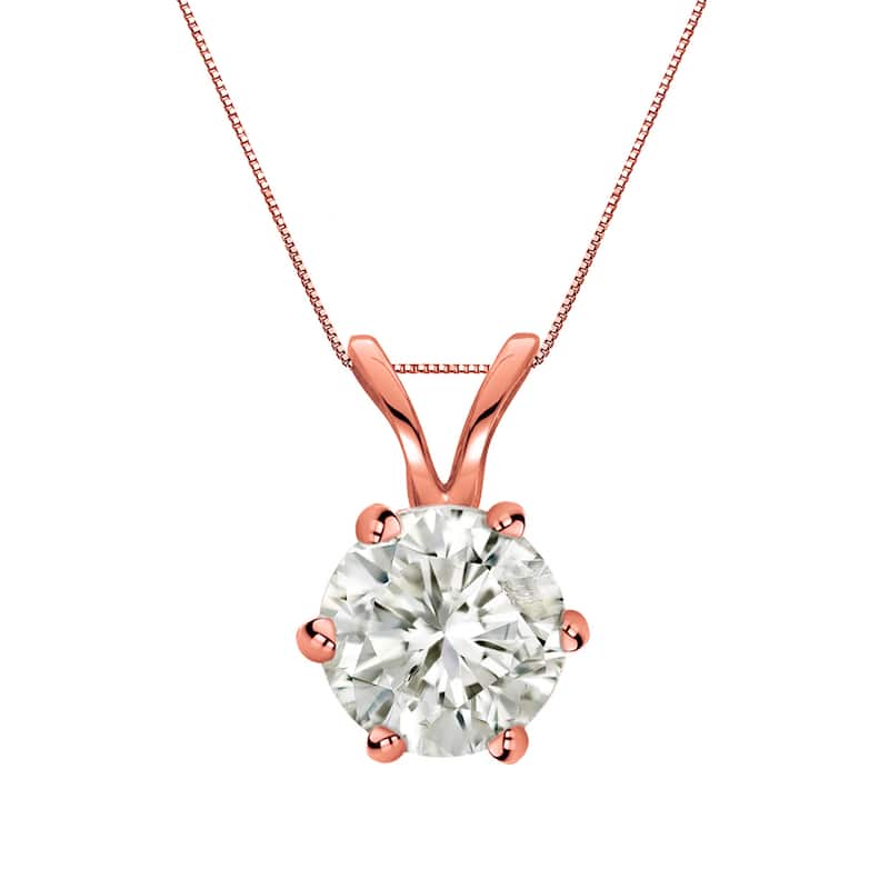 Auriya 1ctw Round 6-Prong Solitaire Diamond Necklace 14k Gold (J-K, I1-I2)