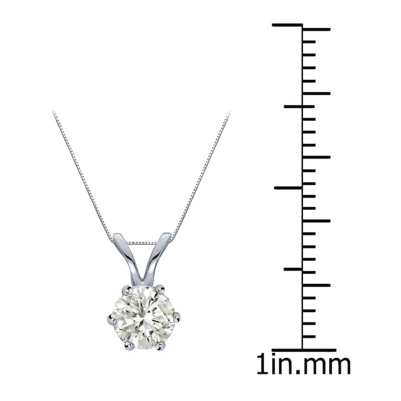 Auriya 14k Gold 1/2ct TDW Round 6-Prong Diamond Solitaire Necklace (J-K, I1-I2)