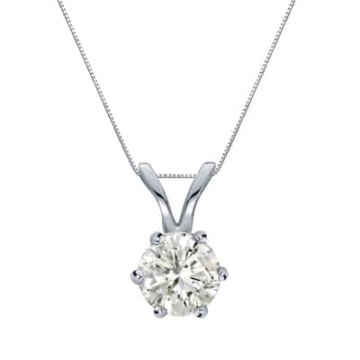 Auriya 14k Gold 1/2ct TDW Round 6-Prong Diamond Solitaire Necklace (J-K, I1-I2)