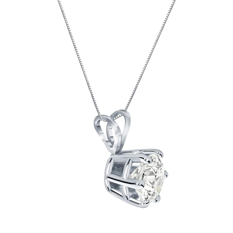 Auriya 14k Gold 1/2ct TDW Round 6-Prong Diamond Solitaire Necklace (J-K, I1-I2)