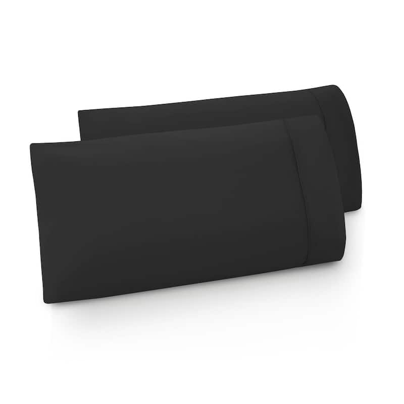 Malouf Double Brushed Microfiber Pillowcases (Set of 2) - Black - Standard