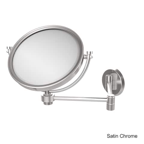 Allied Brass 8-inch Wall-Mounted Extending 2X Magnification Makeup Mirror with Groovy Accent
