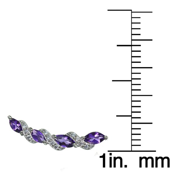 Glitzy Rocks Sterling Silver Gemstone and White Topaz Twist Crawler Hook Earrings