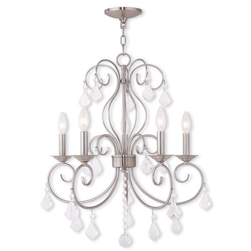 Livex Lighting Donatella 5 Light Brushed Nickel Chandelier (Chandelier-Silver Chandelier) - Chandeliers For Bedrooms by Overstock.com