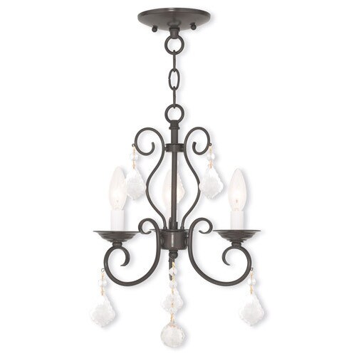 Livex Lighting Donatella 3 Light English Bronze Convertible Mini Chandelier/Ceiling Mount (Chandelier-Bronze Chandelier) - Chandeliers For Bedrooms by Overstock.com