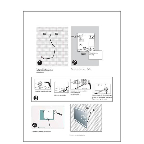 ELLO&ALLO 24 in. W x 24 in. H Single Frameless Round LED Light Bathroom Wall Vanity Mirror with Shelf, Clear