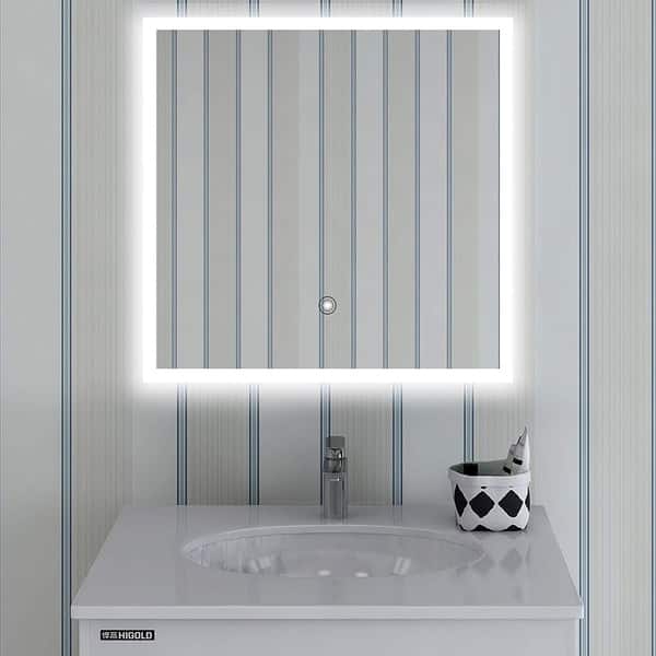 Dia:27.6 DIYHD Diameter 28inch Wall Mount Round Led Lighted Bathroom Mirror Vanity Defogger Lights Touch Light Mirror