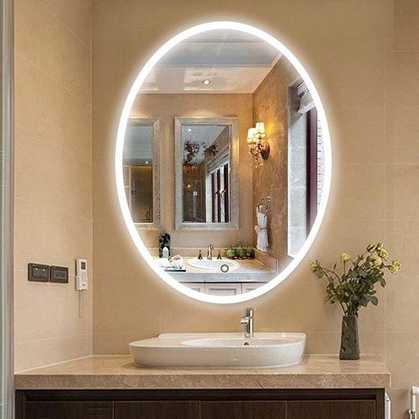 Shop Vanity Art 24 Inch Oval LED Lighted Illuminated Frameless Bathroom ...