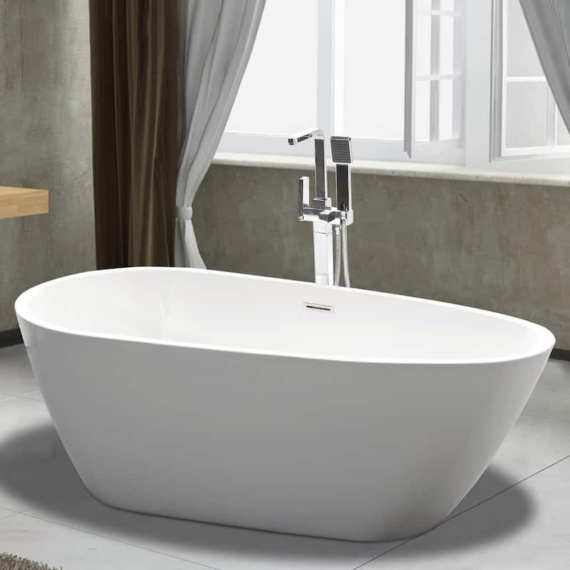 Vanity Art 59" Acrylic Freestanding Soaking Bathtub