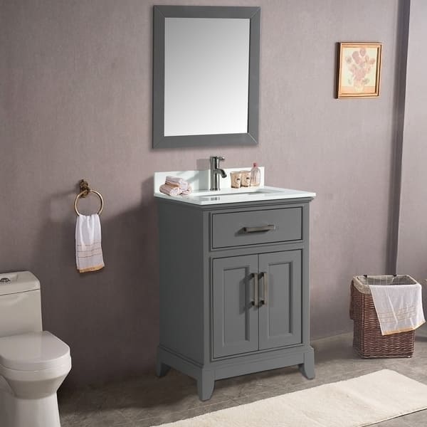 Vanity Art 30 Inch Single Sink Bathroom Vanity Set White Phoenix Stone Top 1 Drawer 1 Shelf Undermount Sink With Free Mirror Overstock 12364440