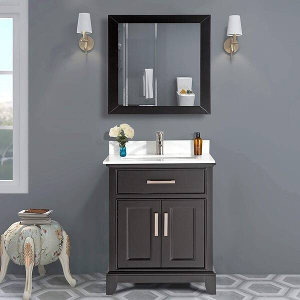 Vanity Art 30 Inch Single Sink Bathroom Vanity Set White Phoenix Stone Top 1 Drawer 1 Shelf Undermount Sink With Free Mirror Overstock 12364440