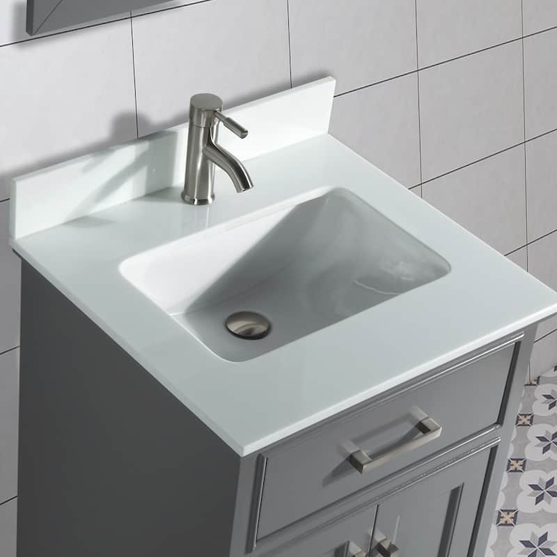Vanity Art 30" Single Sink Bathroom Vanity Set with Engineered Marble Top and Free Mirror
