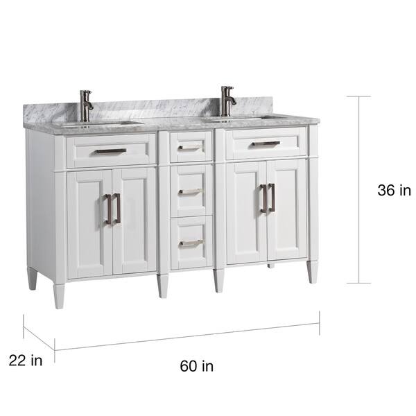 Shop Vanity Art 60 Inch Double Sink Bathroom Vanity Set Carrara Marble Stone Top Soft Closing Doors Undermount Sink With Free Mirror Overstock 12364442