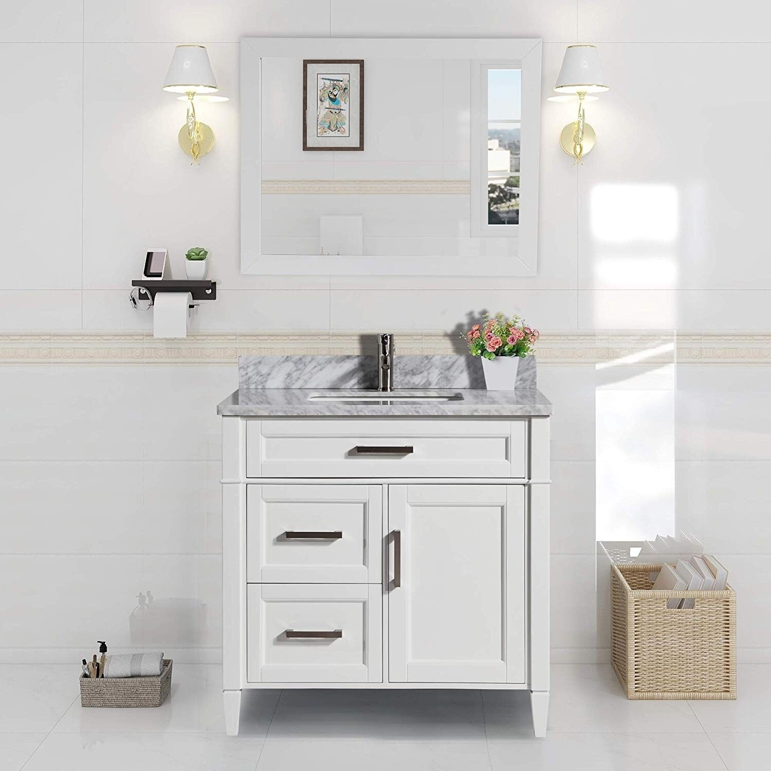 Shop Vanity Art 36 Inch Single Sink Bathroom Vanity Set Carrara
