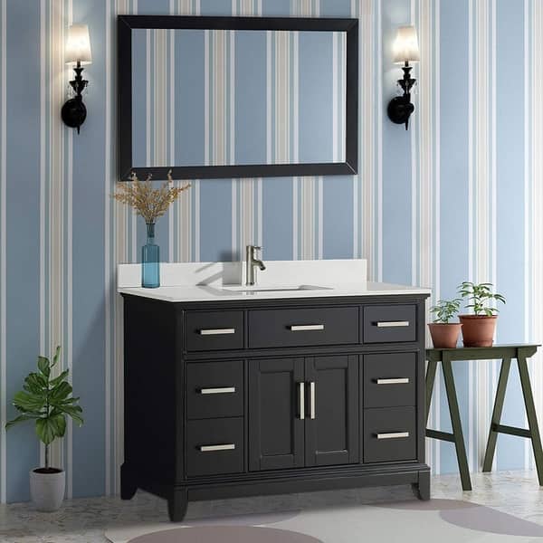 Vanity Art 48 Single Sink Bathroom Vanity Set Phoenix Stone Top 7 Drawers 1 Shelf Undermount Sink Vanity Cabinet With Mirror On Sale Overstock 12364460
