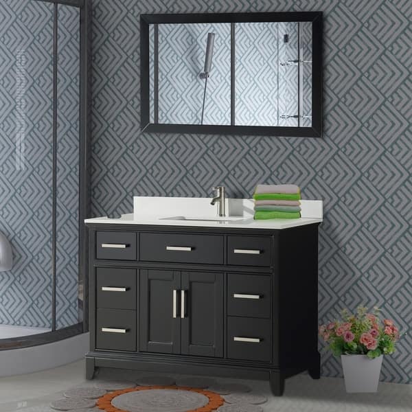 Vanity Art 48 Single Sink Bathroom Vanity Set Phoenix Stone Top 7 Drawers 1 Shelf Undermount Sink Vanity Cabinet With Mirror On Sale Overstock 12364460