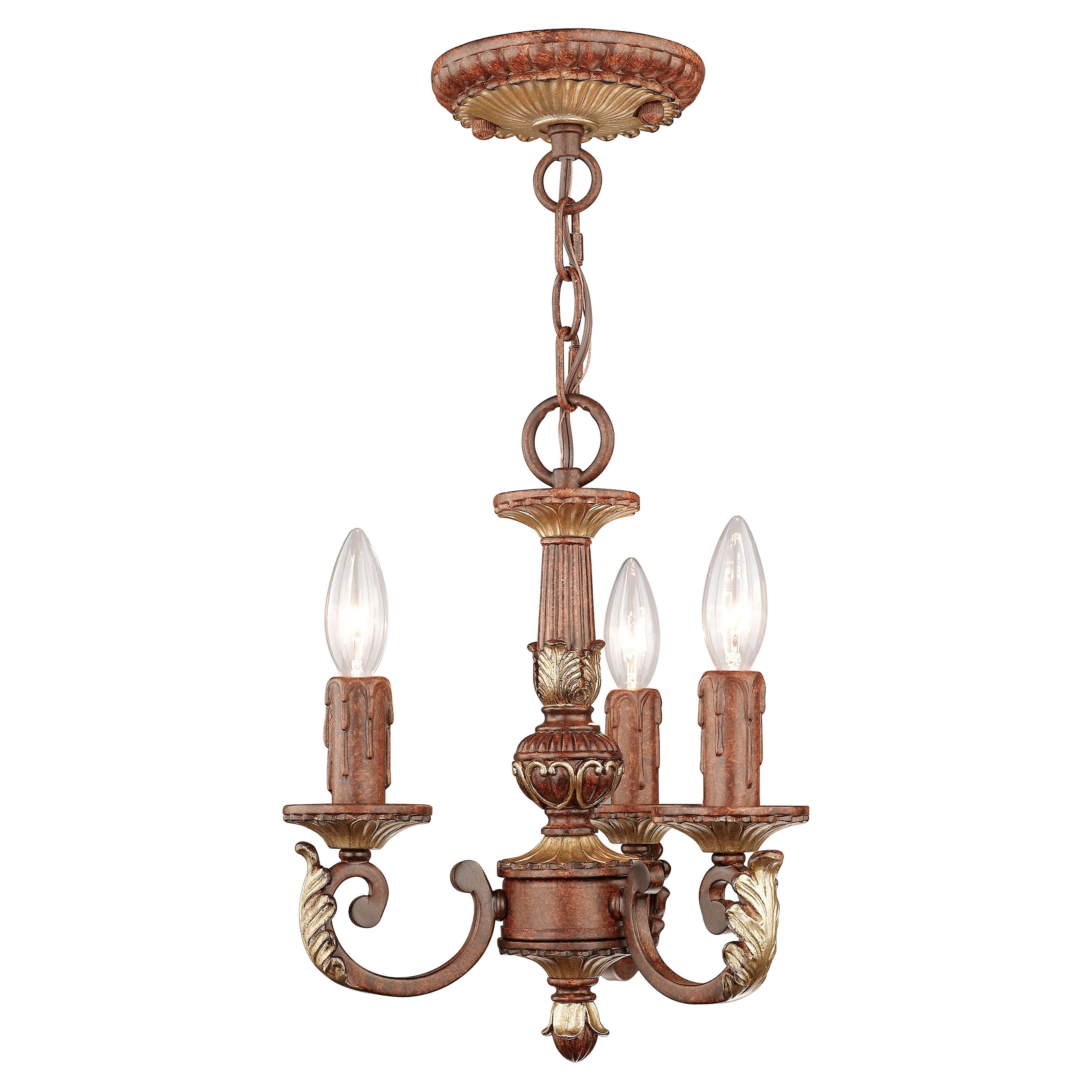 Livex Lighting Villa Verona 3-Light Verona Bronze Mini Chandelier - 11.25"Dia. x 13"H (Chandelier-Multi-Colored Chandelier) - Chandeliers For Bedrooms by Overstock.com