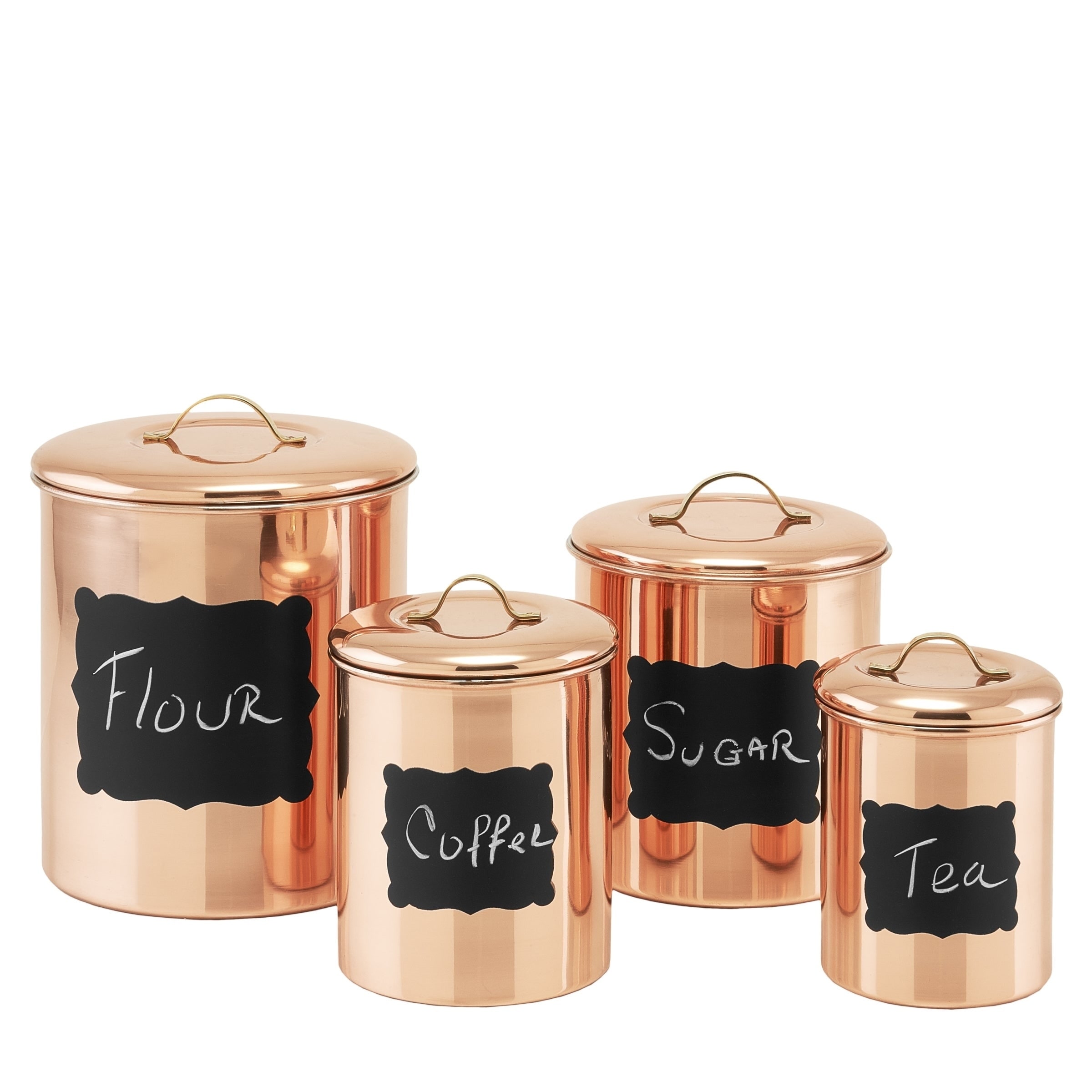 Pantry Countertop Storage Display Jars Decor Copper Hammered Steel Canister Set