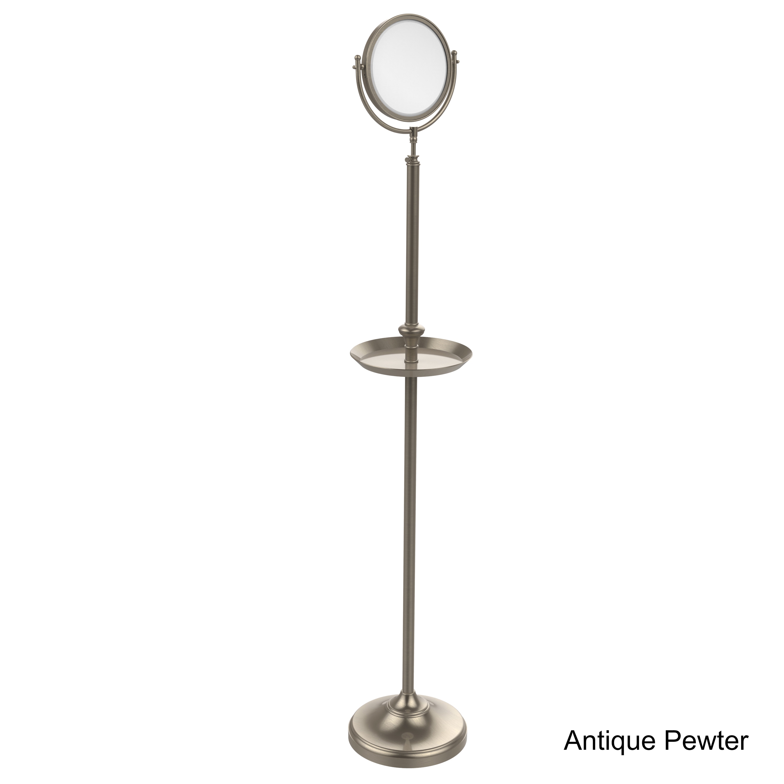 Allied Brass DMF-2/2X Adjustable Height Floor Standing 8 inch Diameter with 2x Magnification Make-Up Mirror, Matte Black