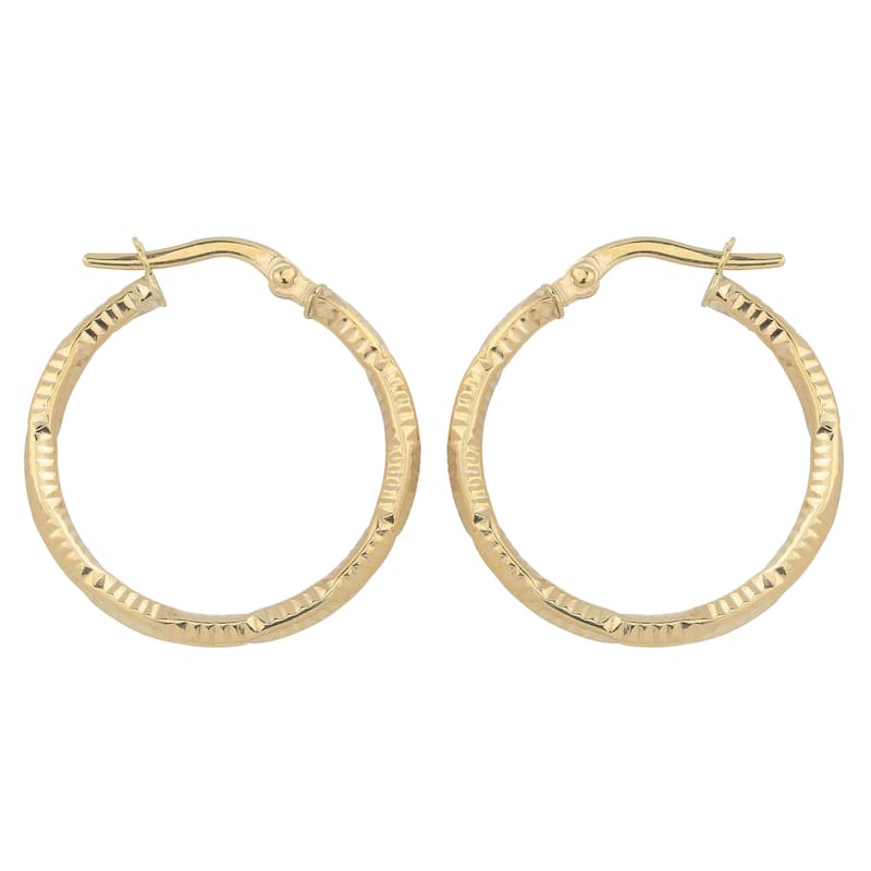 Fremada Italian 14k Yellow Gold 2x20-mm Stylish Round Hoop Earrings