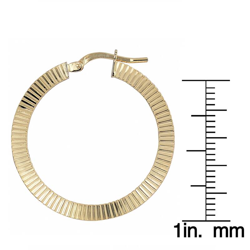 Fremada Italian 14k Yellow Gold Textured Round Hoop Earrings