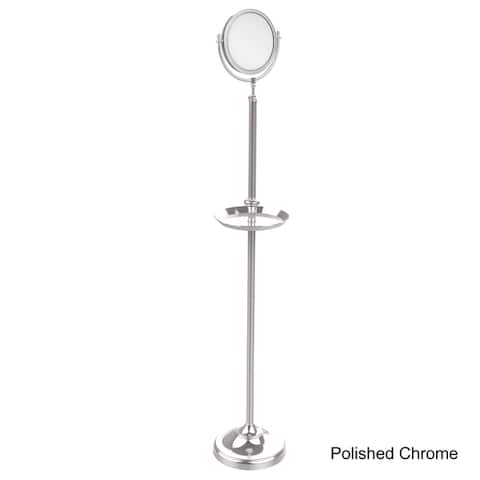Allied Brass Standing Make-Up Mirror With Shaving Tray