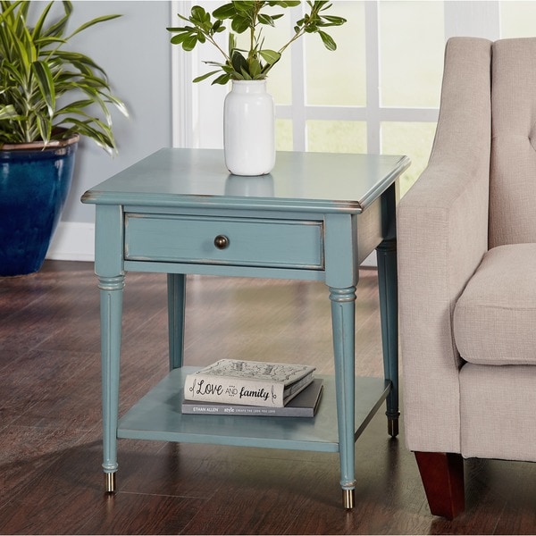 Simple Living Emilia Antiqueblue Finish End Table Free Shipping