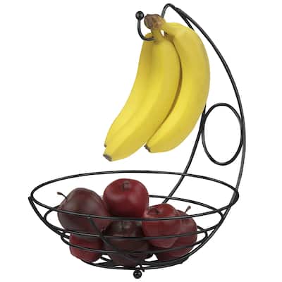 Steel Fruit Tree Basket Bowl with Banana Hanger