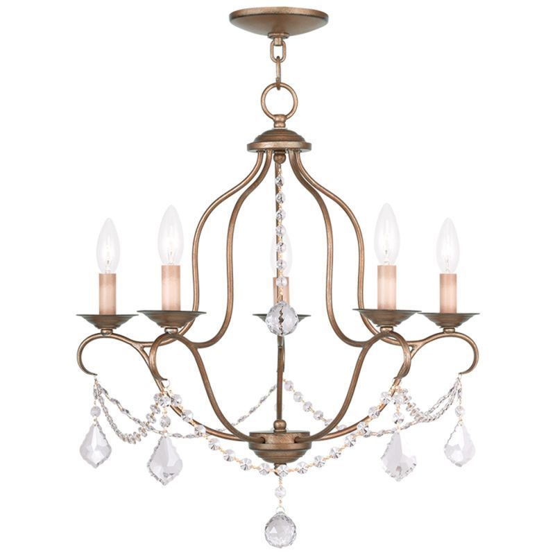 Livex Lighting Chesterfield 5-Light Chandelier - 22" Dia. x 23.75" H (Antique Gold Leaf - Transitional) - Chandeliers For Bedrooms by Overstock.com