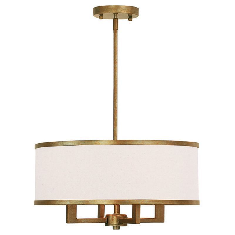 Livex Lighting Park Ridge 4-Light Antique Gold Leaf Chandelier - 18" Dia. x 18"-48" Adj. H (Chandelier-Gold Chandelier) - Chandeliers For Bedrooms by Overstock.com