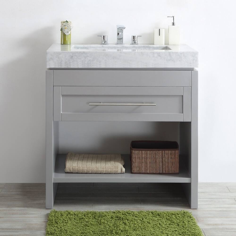 Bolzana Grey 36-inch Single Vanity with Carrara White Marble Top