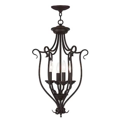 Livex Lighting Coronado 4-Light Bronze Foyer Chandelier - 15"Dia. x 26.75"H