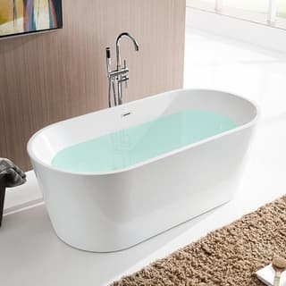 Soaking Tubs Online At Our Best Bathtubs Deals Vanity Art 59 Inch Freestanding White Acrylic Soaking Bathtub