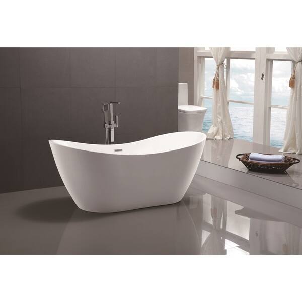 Vanity Art White Acrylic 71 Inch Freestanding Soaking Bathtub Overstock 12365362