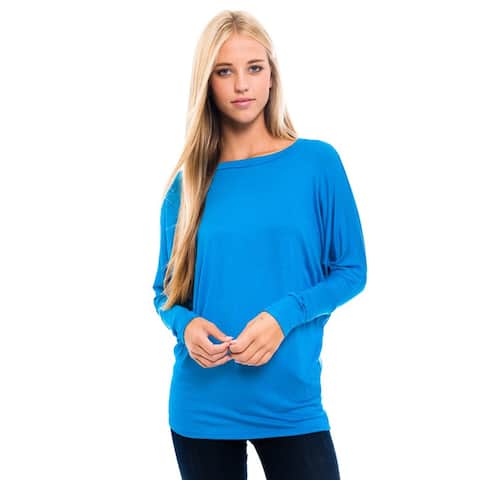 Women's Blue Rayon/Spandex Long Sleeve Top