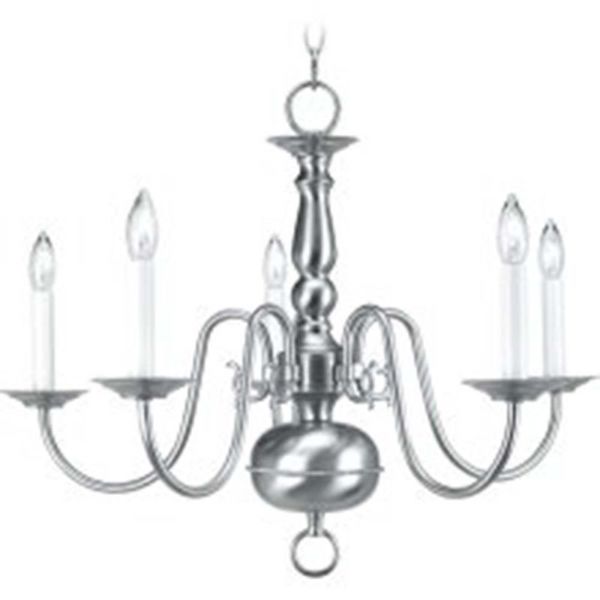 Livex Lighting Williamsburgh 5 Light Brushed Nickel Chandelier