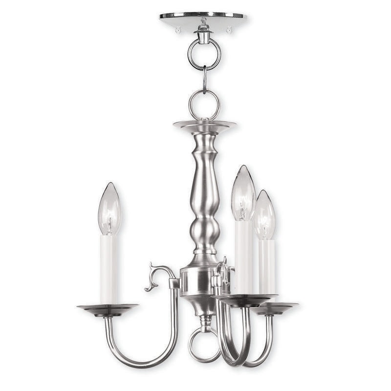Livex Lighting Williamsburgh 3 Light Brushed Nickel Mini Chandelier (Chandelier-Silver Chandelier) - Chandeliers For Bedrooms by Overstock.com