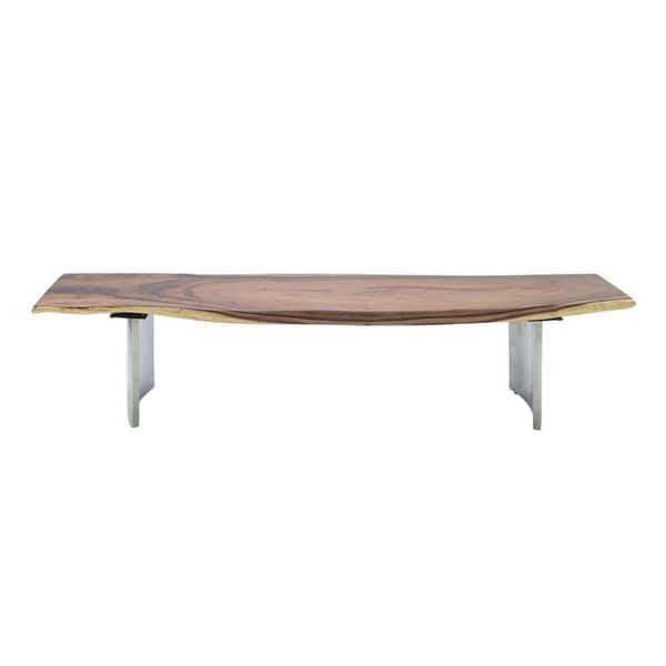 79-inch Wide x 18-inch High Stainless Steel Teak Dining Bench - Bed ...
