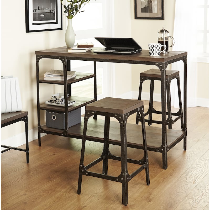 Simple Living Scholar Vintage Industrial 3-Piece Counter Height Dining Set