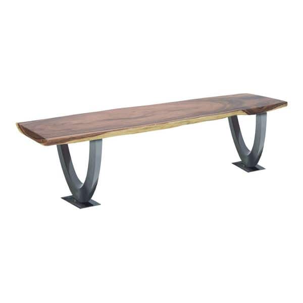 Stainless Steel and Teak Wood 18-inch High x 79-inch Wide Dining Bench ...