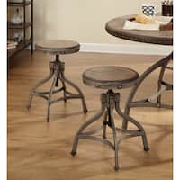 Simple Living Decker Distressed Wood/Pewter Metal Adjustable Height Swivel Stool With Nailhead (Set of 2)