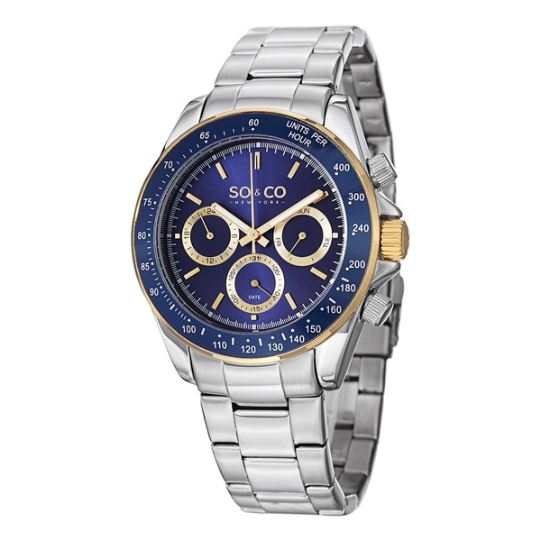 SO&CO New York Stainless Steel Quartz Men's Link Bracelet Monticello Watch