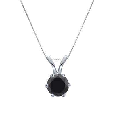 Auriya 14k Gold 1/4ctw Solitaire Black Diamond Necklace 6-Prong