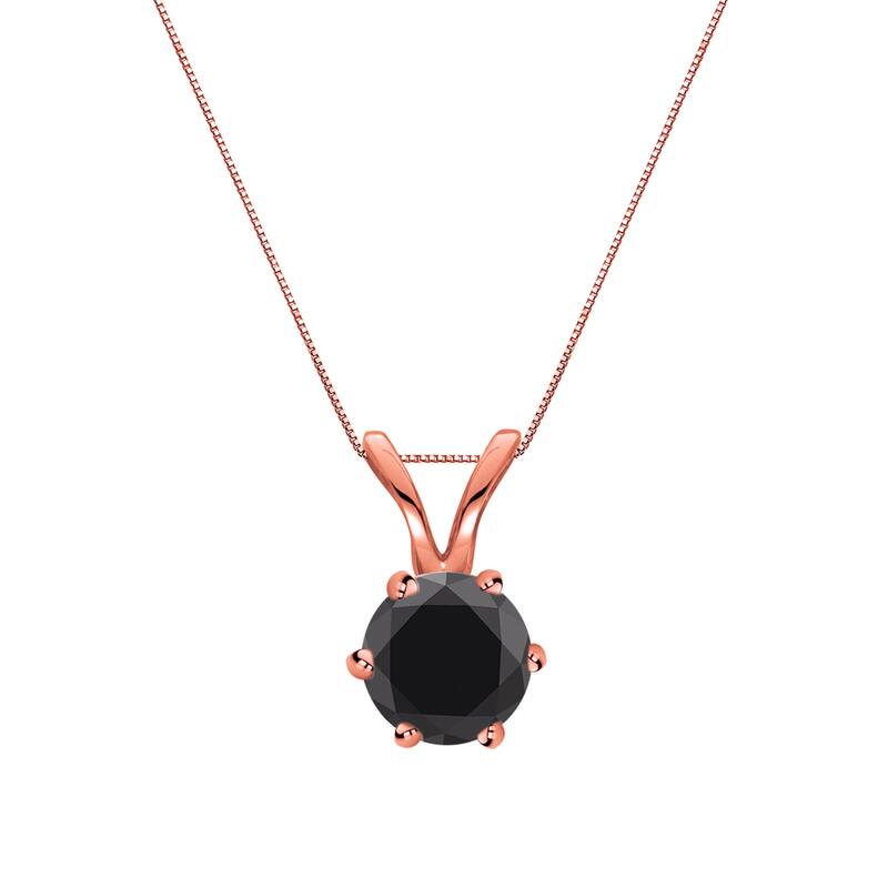 Auriya 14k Gold 1/4ctw Solitaire Black Diamond Necklace 6-Prong