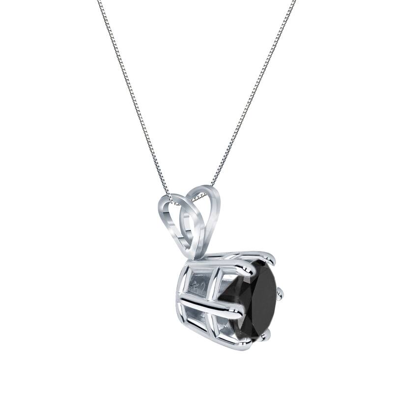 Auriya 14k Gold 1/2ctw Solitaire Black Diamond Necklace 6-Prong