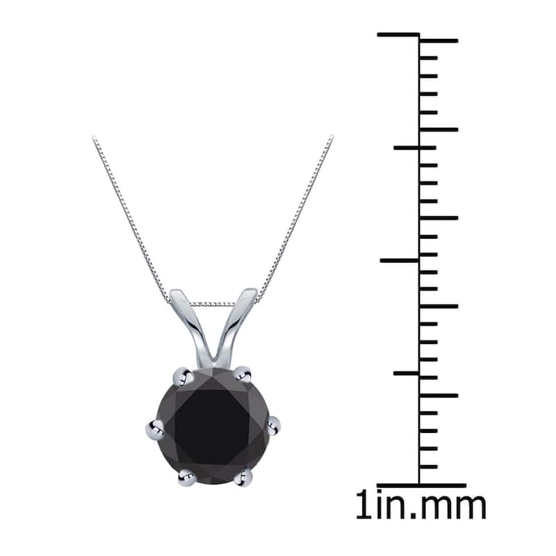 Auriya 14k Gold 1ctw Solitaire Black Diamond Necklace 6-Prong