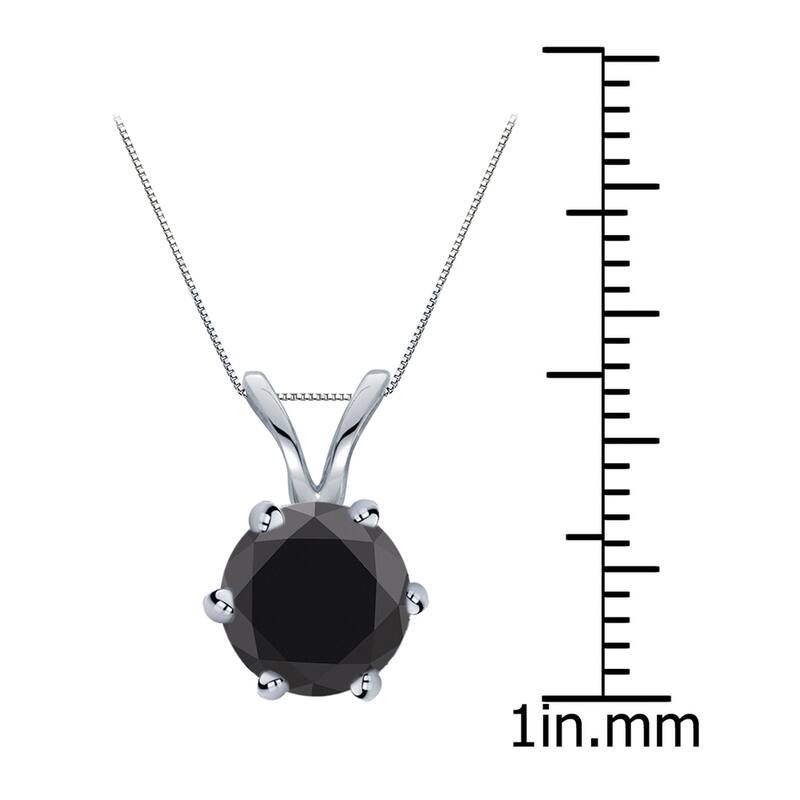 Auriya 14k Gold 1 1/2ctw Solitaire Black Diamond Necklace 6-Prong