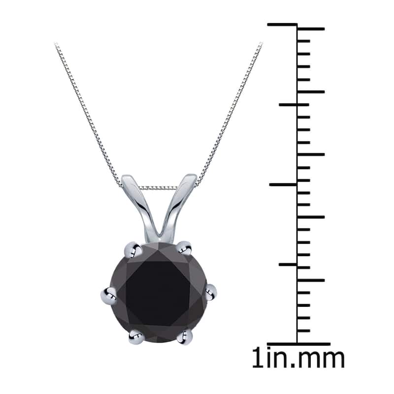 Auriya 14k Gold 2ctw Solitaire Black Diamond Necklace 6-Prong