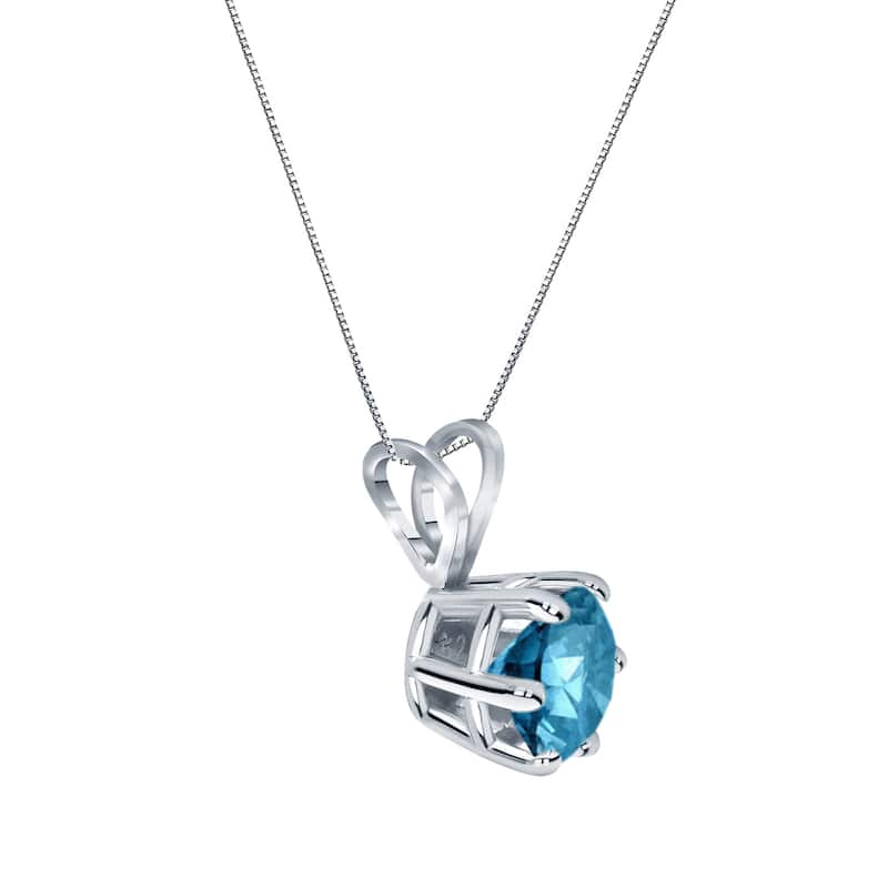 Auriya 14k Gold 1/3ctw Round Solitaire Blue Diamond Necklace 6-Prong (SI2-SI3)